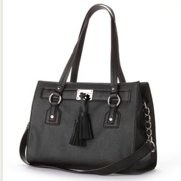NEW Dana Buchman Hillary Satchel Black Handbag - Picture 1 of 7